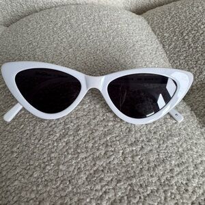 Le Specs X Adam Selman Collab Lolita White Cat Eye Sunglasses Retro Y2K